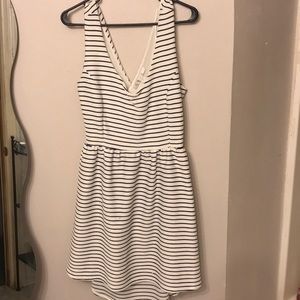 Navy blue and white striped dress